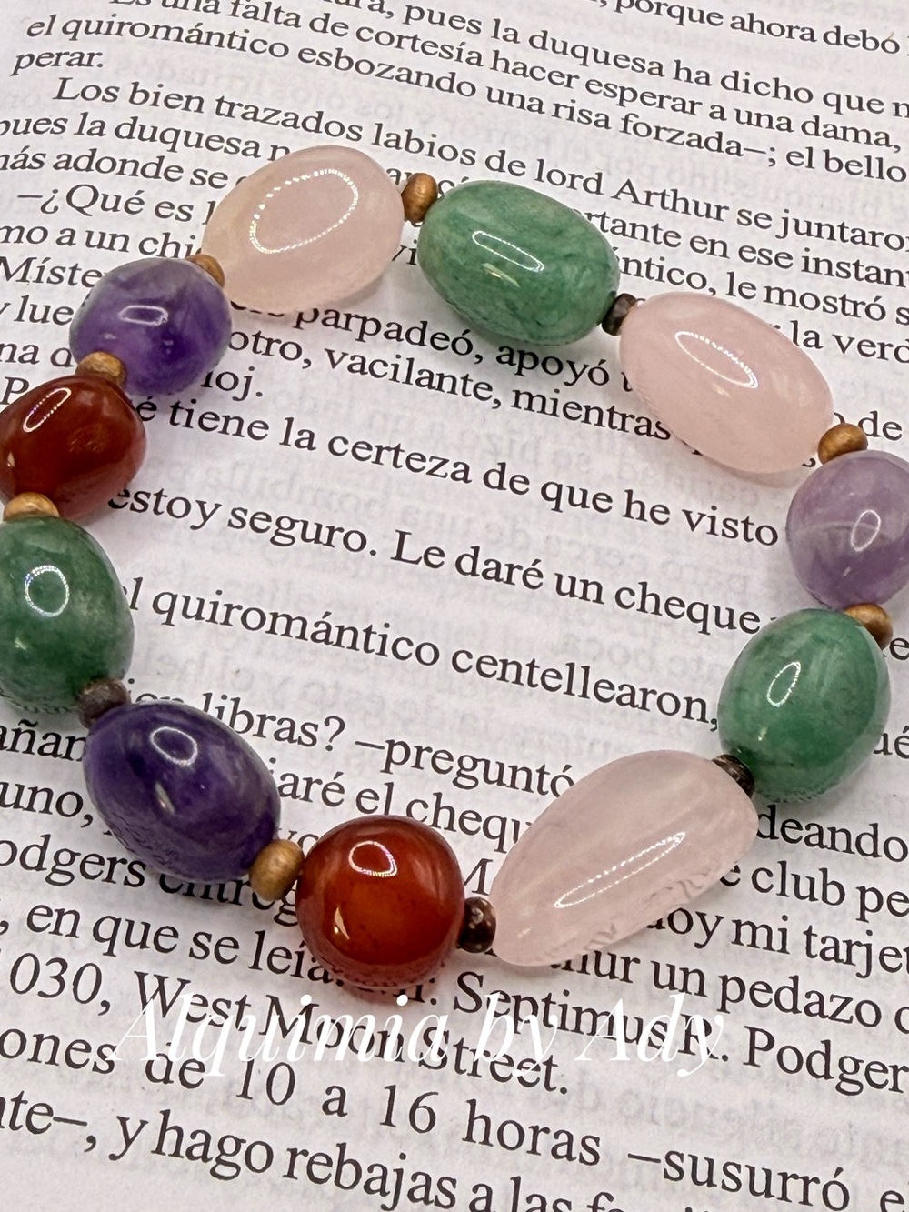 Alquimia Multicolor Semi-Precious Bead Bracelet — Pink, Green, Purple & Red